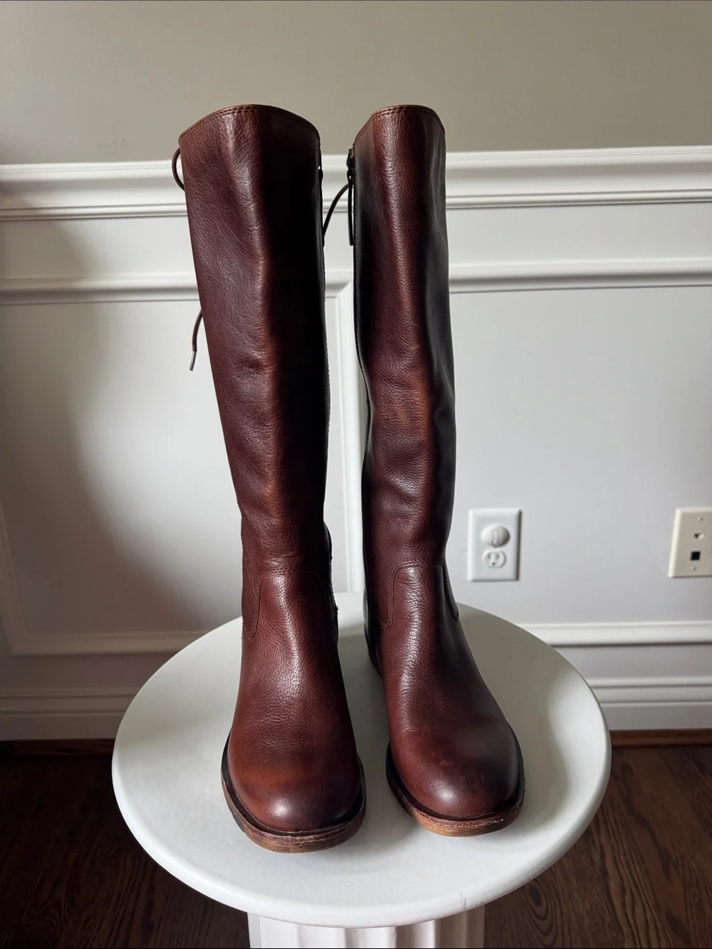 Brown/Tan Leather Knee-High Boots Size 6.5